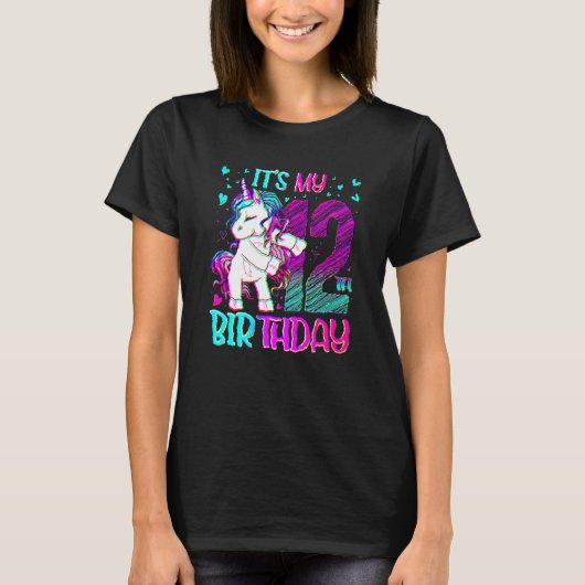 12歳のユニコーン フロッシング 12歳の誕生日 女子 Tシャツ (正面)