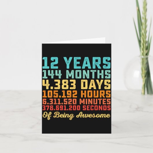 12歳の誕生日おめでとう面白い12歳の誕生日数学 カード (正面)