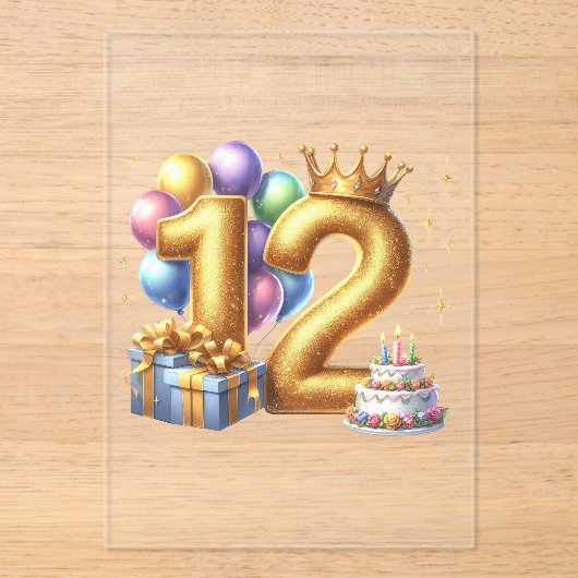 12歳の誕生日おめでとう アクリル招待状 (正面)