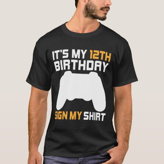 12歳の誕生日おめでとう サイン入りTシャツ ゲーマー 12歳 Tシャツ (正面)
