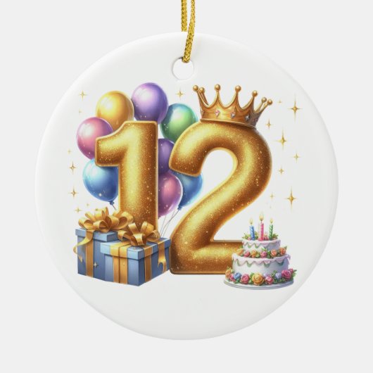 12歳の誕生日おめでとう セラミックオーナメント (正面)