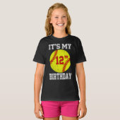 12歳の誕生日おめでとう ソフトボール ガールズ Tシャツ (正面フル)