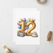 12歳の誕生日おめでとう ノートカード (正面/裏面インサイチュ)