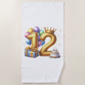 12歳の誕生日おめでとう ビーチタオル (正面)