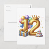 12歳の誕生日おめでとう ポストカード (正面/裏面)