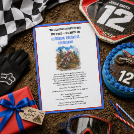 12歳の誕生日おめでとう!モトクロスレーサーの少年へ 招待状