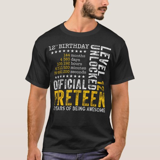 12歳の誕生日おめでとう レベルアップ ゲーマースタイル Tシャツ (正面)