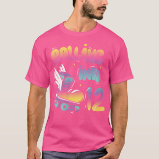 12歳の誕生日おめでとう ローラー スケート バックプリント Tシャツ