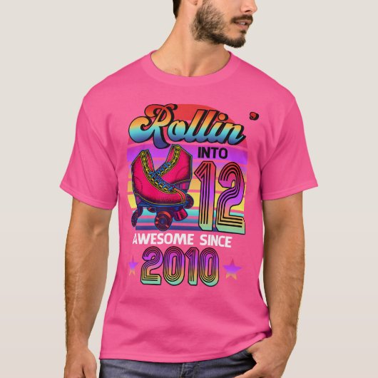 12歳の誕生日おめでとう ローラー スケート Tシャツ (正面)