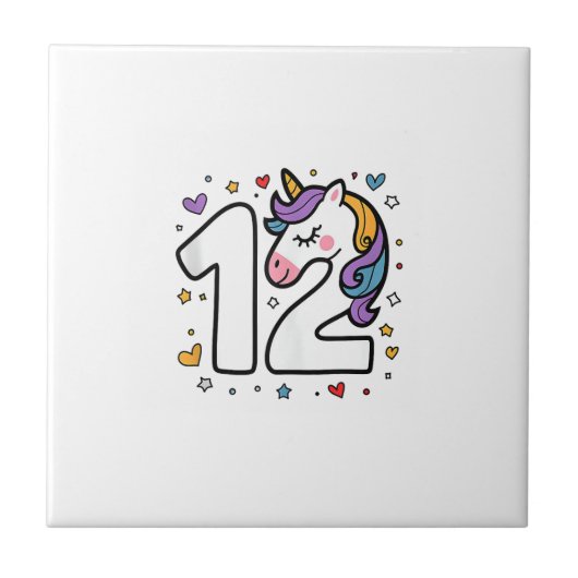 12歳の誕生日おめでとう 女の子のためのパーティーを祝おう タイル (正面)