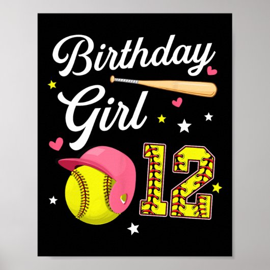 12歳の誕生日おめでとう 女の子 ソフト 12歳の誕生日プレゼント 十二歳 ポスター (正面)