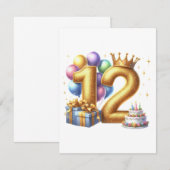 12歳の誕生日おめでとう 招待状 (正面/裏面)
