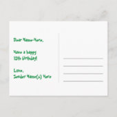 12歳の誕生日おめでとう:楽しいスターパターン、虹12、名前 ポストカード (裏面)