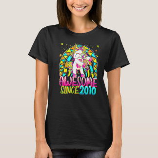12歳の誕生日おめでとう 虹色のユニコーン フロッシング Tシャツ