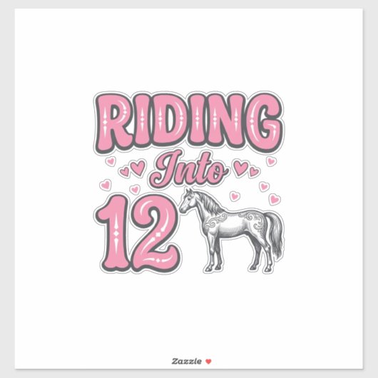 12歳の誕生日おめでとう 馬に乗って ベクター デザイン_1 シール (シート)