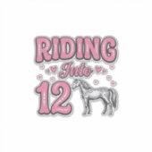 12歳の誕生日おめでとう 馬に乗って ベクター デザイン_1 シール (正面)