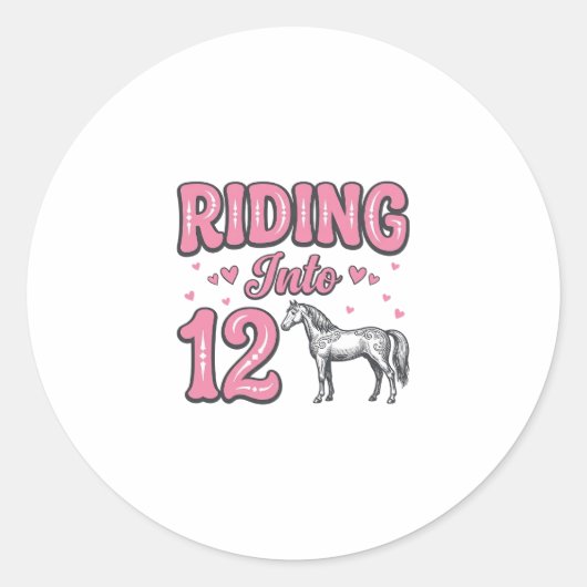 12歳の誕生日おめでとう 馬に乗って ベクター デザイン_1 ラウンドシール (正面)