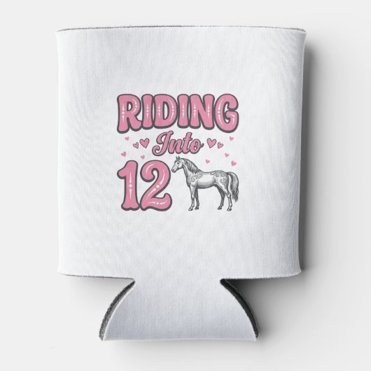 12歳の誕生日おめでとう 馬に乗って ベクター デザイン_1 缶クーラー (正面)