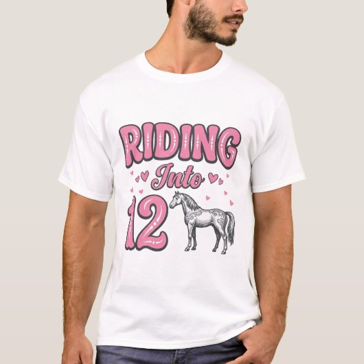 12歳の誕生日おめでとう 馬に乗って ベクター デザイン_1 Tシャツ (正面)