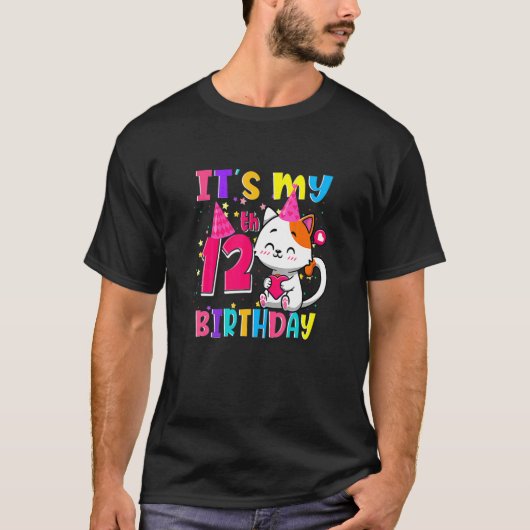 12歳の誕生日で12歳の猫 Tシャツ (正面)