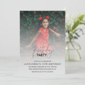 12歳の誕生日の招待Birthday Party Photo Gray 招待状 (スタンド正面)