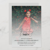 12歳の誕生日の招待Birthday Party Photo Gray 招待状 (正面/裏面)