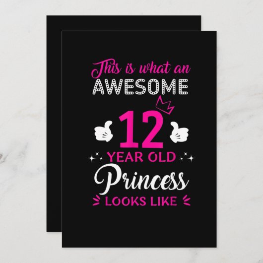 12歳の誕生日ギフト王女のために 招待状 (正面/裏面)