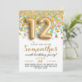 12歳の誕生日コンフェティ招待状 招待状 (スタンド正面)