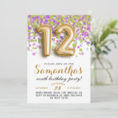 12歳の誕生日コンフェティ招待状 招待状 (スタンド正面)