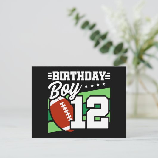 12歳の誕生日サッカー パーティーテーマ 12歳の男の子 ポストカード (スタンド正面)