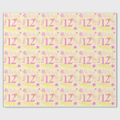 12歳の誕生日スター名前をカスタムするイエローピンク ラッピングペーパー (フラット)