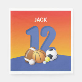 12歳の誕生日スポーツボール少年 スタンダードランチョンナプキン