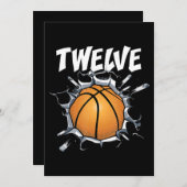 12歳の誕生日バスケットボールパーティー 12歳の少年 招待状 (正面/裏面)
