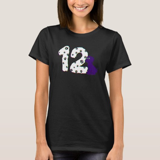 12歳の誕生日パーティーケーキ ラブラドールパピー犬の飼い主 Tシャツ (正面)