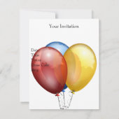 12歳の誕生日パーティー風船 赤 青 黄 招待状 (裏面)