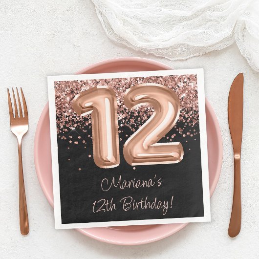 12歳の誕生日パーティー バラゴールド ブラック