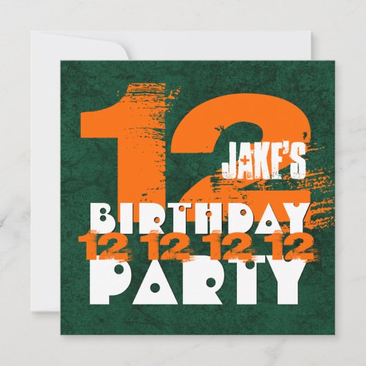 12歳の誕生日パーティー 12歳のグランジスタイル Z12A 招待状 (正面)