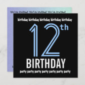 12歳の誕生日パーテモダンィーW691 招待状 (正面/裏面)