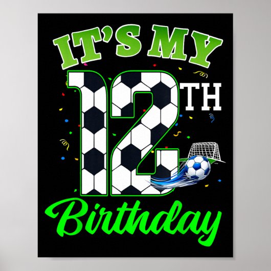 12歳の誕生日フットボール少年少女サッカー ポスター (正面)