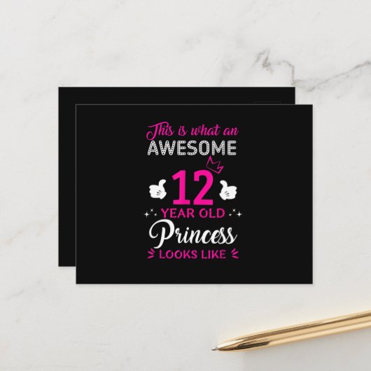 12歳の誕生日プレゼントにお姫様が好きな女の子に ポストカード (正面/裏面インサイチュ)