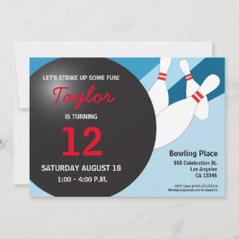 12歳の誕生日ボーリングパーティー（赤） 招待状
