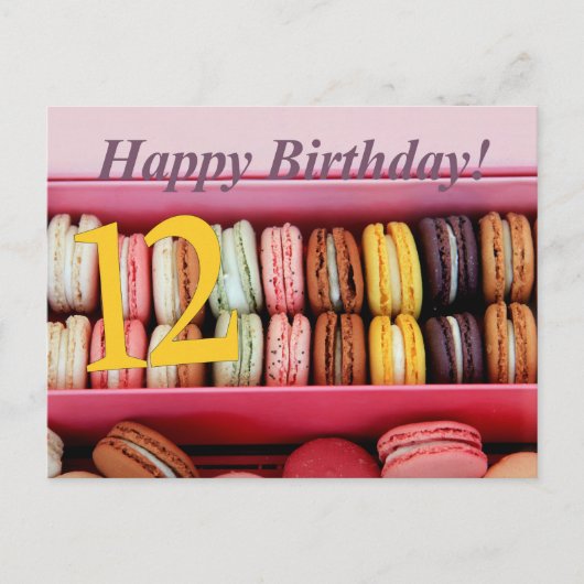 12歳の誕生日マカロンカード ポストカード (正面)