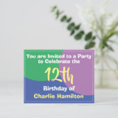 12歳の誕生日招待状はがき ポストカード (スタンド正面)