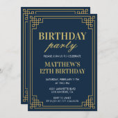 12歳の誕生日招待状 誕生日パーティー 男の子 ネイビー 招待状 (正面/裏面)