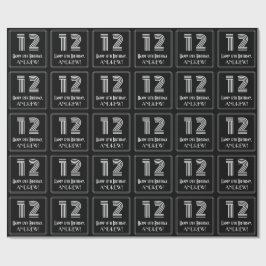12歳の誕生日：アートデコ調の「12」ロゴ ＋ お名前 ラッピングペーパー