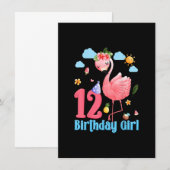 12歳の誕生日 ガール フラミンゴ 12歳 熱帯 招待状 (正面/裏面)