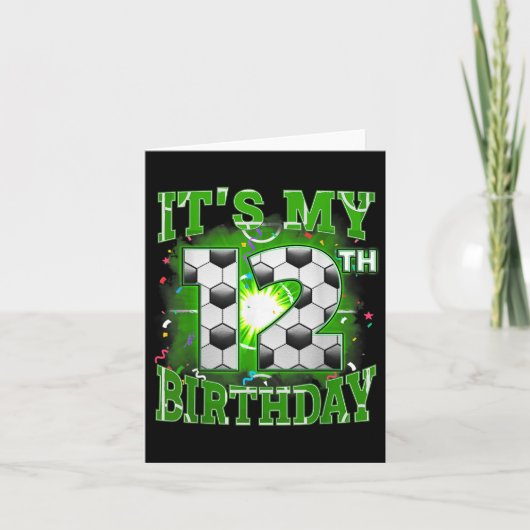 12歳の誕生日 サッカー少年 サッカー男子 12歳の子供のパーティー カード (正面)