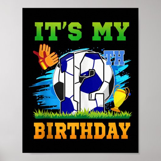 12歳の誕生日 サッカー男子 ポスター (正面)
