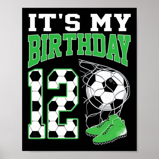 12歳の誕生日 サッカー パーティー 12歳 男子 ポスター (正面)