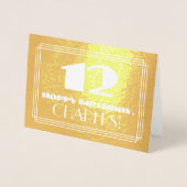 12歳の誕生日:名前 + アールデコ調のデザイン "12" 箔カード (正面)